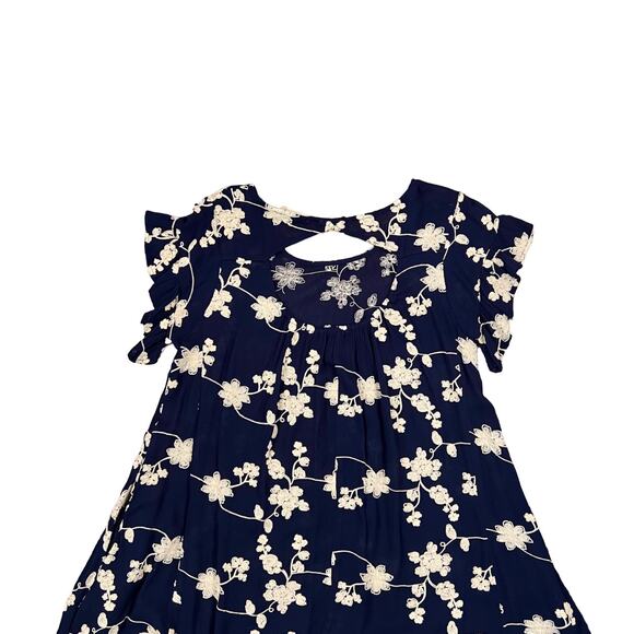 Altar'd State Navy W/Ivory Embroidered Boho Festival Dress - SIZE S - Picture 2 of 8